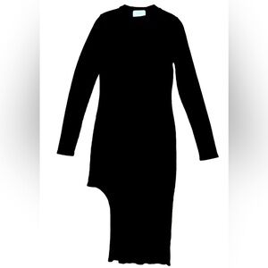 Lanston Ribbed Knit Midi Dress Size Small Black Bodycon Revolve Party Sleek Sexy